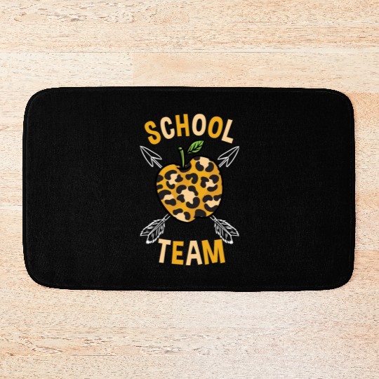School Back To School Team Leopard Print Bath Mats