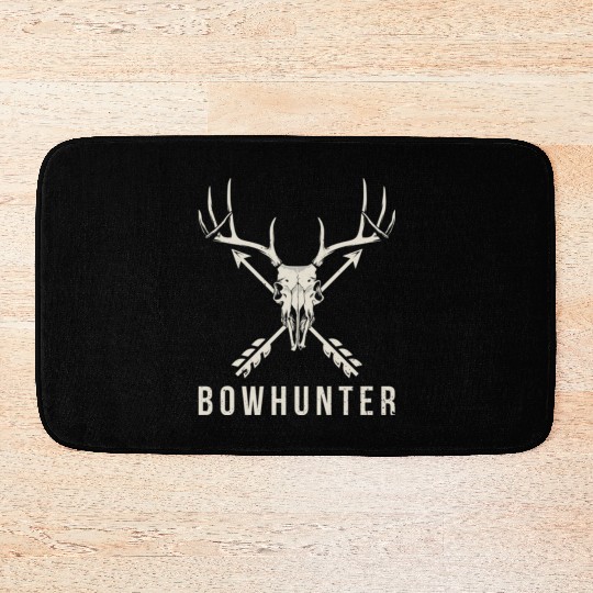 Bowhunter Deer Skull Minimalist Bowhunting Gift Bath Mats