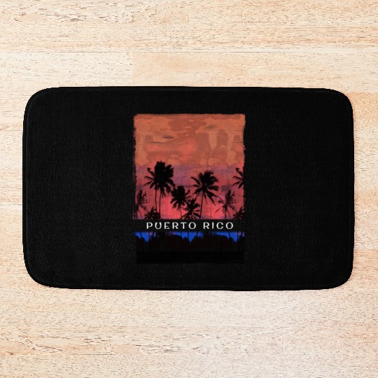 Puerto Rico Caribbean Vacation Souvenir Palm Tree Bath Mats