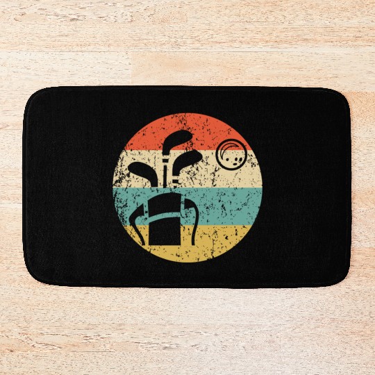 Golf Clubs and Ball Icon Retro Golfing Bath Mats