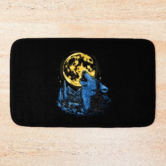 Wolf Moon Forest Wolves Nature Nature Liever Full Bath Mats