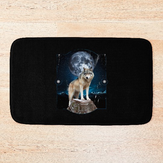 Wolf Moon Forest Wolves Nature Nature Liever Full Bath Mats