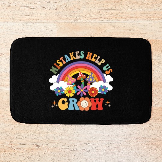 Mistakes Help Us Grow Groovy Growth Mind Rainbow Bath Mats