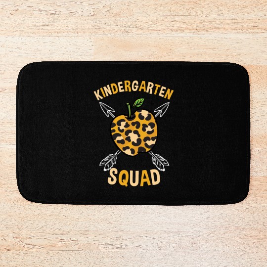Kindergarten Back To School Squad Leopard Print Bath Mats