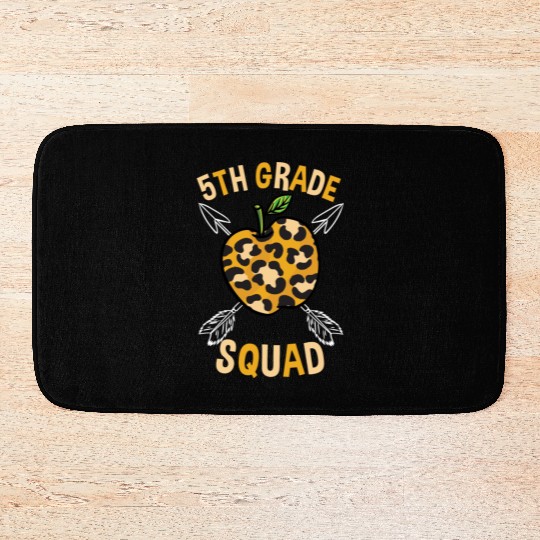 5th Grade Back To School Squad Leopard Print Bath Mats