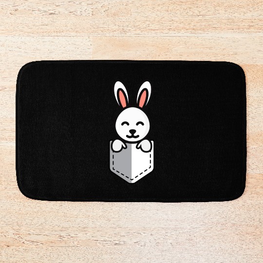 Bunny Pocket Cute Little Easter Sunday Egg Hunt Bath Mats