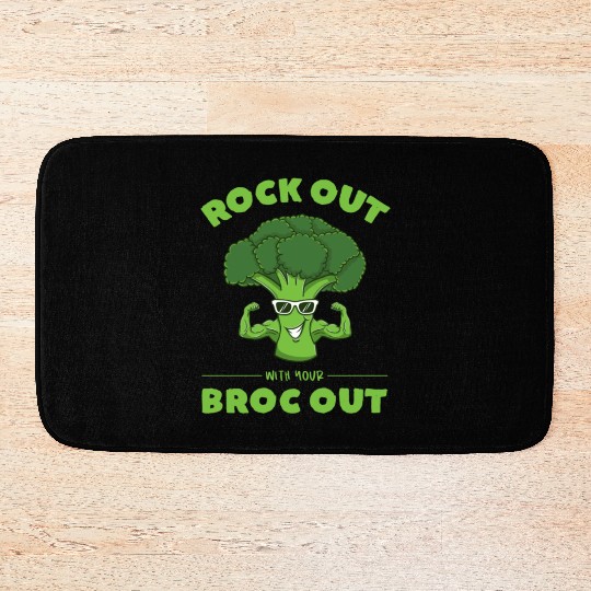 Rock Out With Your Broc Out for Broccoli Lover Bath Mats