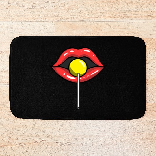 Red Lips Lollipop for Lollipop Lover Bath Mats