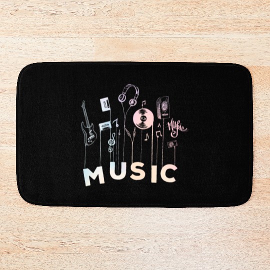 Music Balloon Guitar Cassette Vinyl Headphone Bath Mats