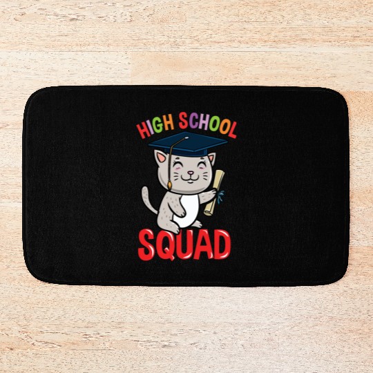 High School Squad Cat Back To School Bath Mats