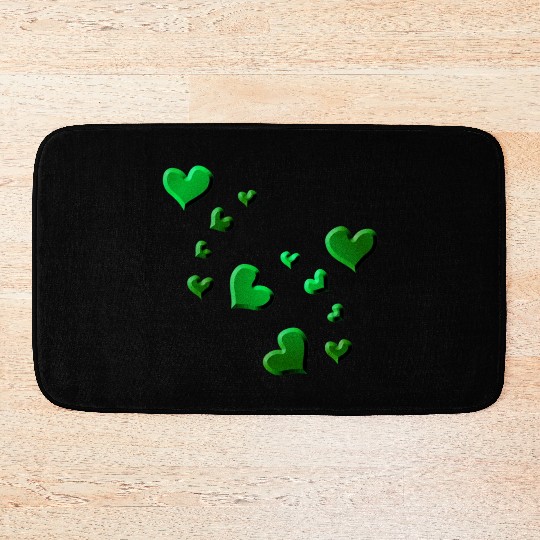 Hearts pattern green icon glitter Bath Mats