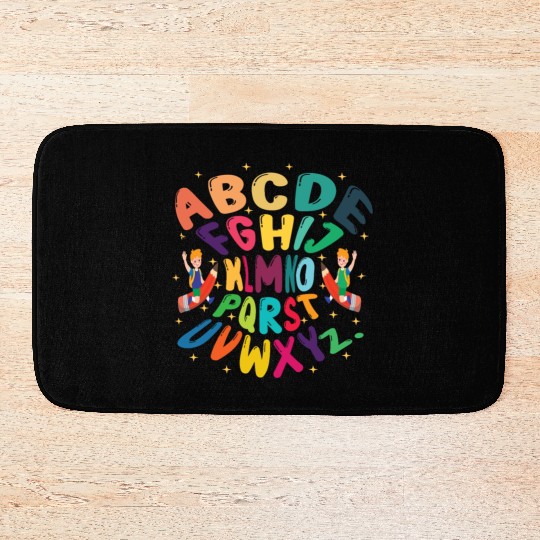funny kindergarten hi alphabet back to school Bath Mats