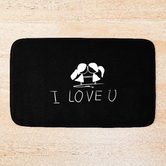 lesbian couple couple i love you Bath Mats