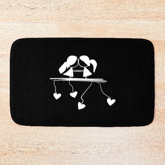 lesbian couple love symbol Bath Mats