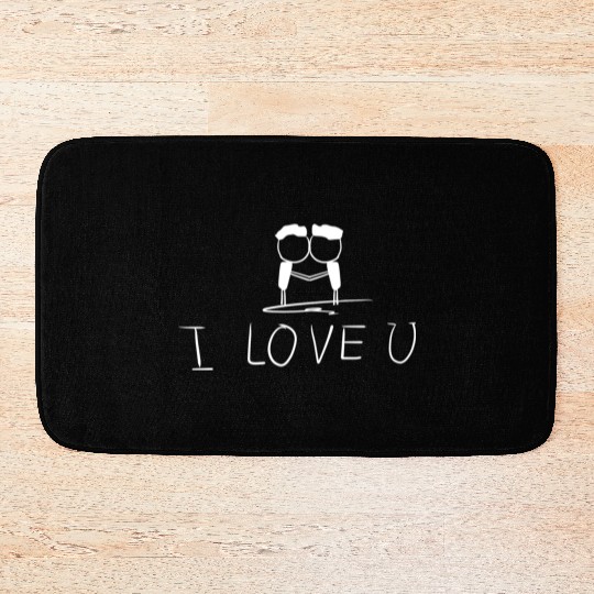 i love you gay couple Bath Mats