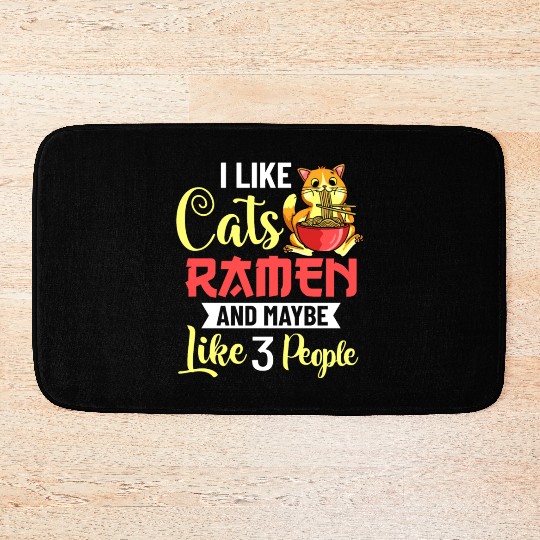 Ramen Cat Bowl Chicken Noodle Soup Japanese Bath Mats