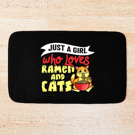 Ramen Cat Bowl Chicken Noodle Soup Japanese Bath Mats