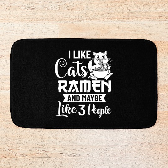 Ramen Cat Bowl Chicken Noodle Soup Japanese Bath Mats