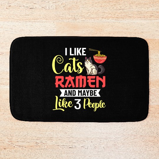 Ramen Cat Bowl Chicken Noodle Soup Japanese Bath Mats