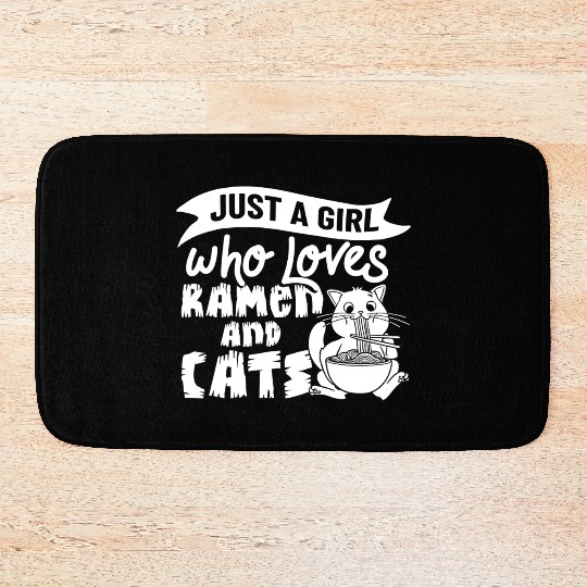 Ramen Cat Bowl Chicken Noodle Soup Japanese Bath Mats