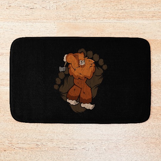 Bigfoot Axe Throwing Sasquatch Throwing Axe Bath Mats