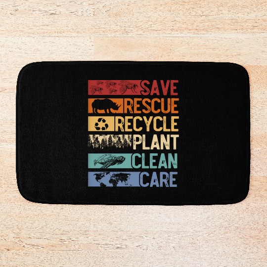 Earth Day, Save the planet, clean the oceans Bath Mats
