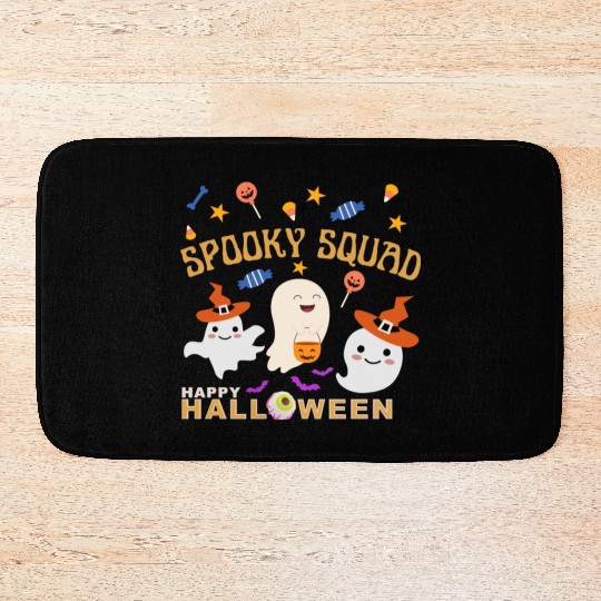 Happy Halloween, Spooky Squad, Cute Ghosts Design Bath Mats