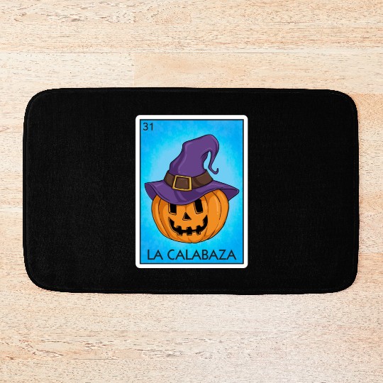 La Calabaza Pumpkin Card Mexican Lottery Card Bath Mats