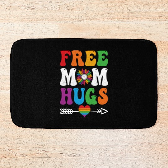 Free Mom Hugs Bath Mats Sunflower Rainbow Heart LGBT