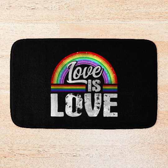 Love is Love - Rainbow Tolerance LGBT Gay Pride Bath Mats