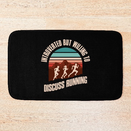 Introverted Running Funny Introvert Gift Bath Mats