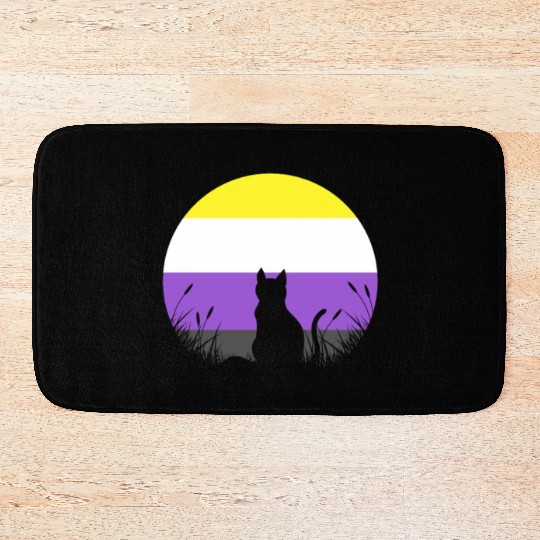 Cat Moon LGBT Nonbinary Flag Bath Mats