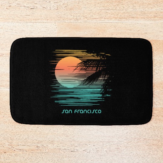 Artistic San Francisco California Palm Tree Bath Mats