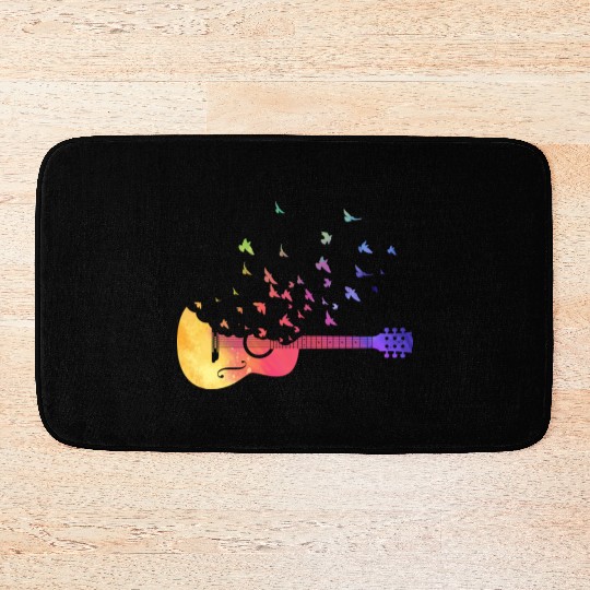 Colorful Acoustic Guitar Birds Music Teacher Bath Mats