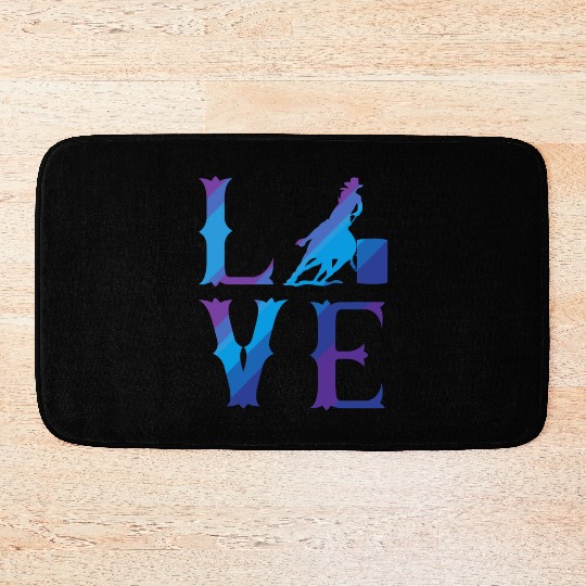 Rodeo Barrel Racing Love Distressed Blue Bath Mats