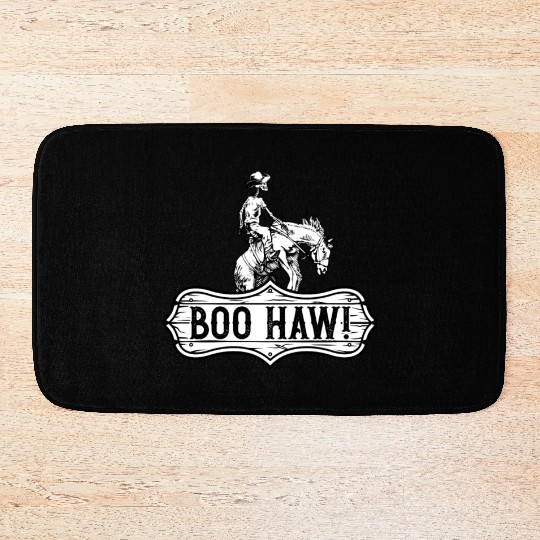Cowboy Halloween Boo Haw Western Skeleton Rider Bath Mats