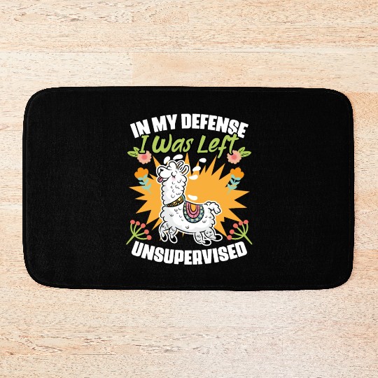 In My Defense I Was Left Unsupervised Funny Floral Bath Mats