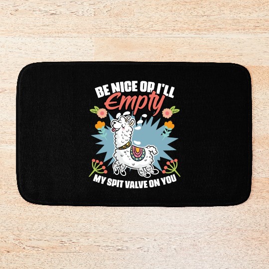 Be Nice Funny Floral Llama Humor For A Flower Bath Mats