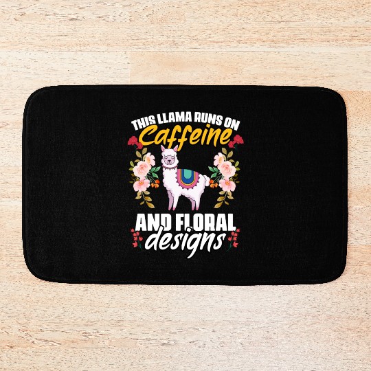 This Girl Runs On Caffeine Funny Floral Animal For Bath Mats
