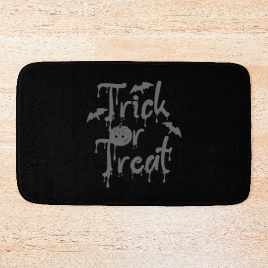 Halloween Trick or Treat Spooky Grey Color Font Bath Mats