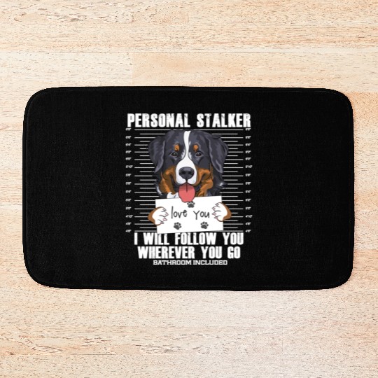 Bernese Mountain Dog Stalker Cartoon Bath Mats