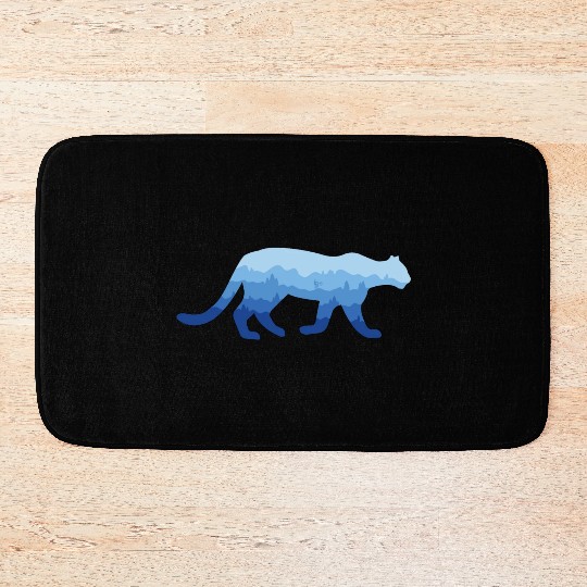 Mountain Lion and Mountain Biker Bath Mats
