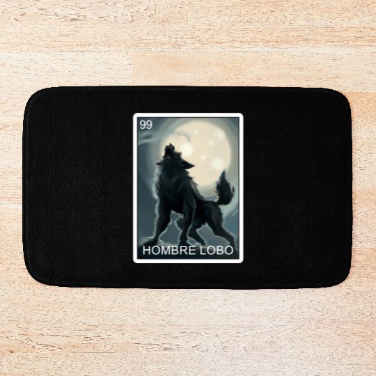 Hombre Lobo Werewolf Card Mexican Lottery Bath Mats