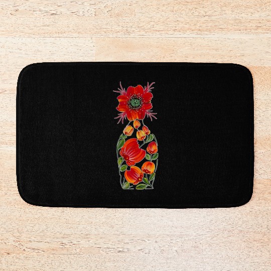 Molotov cocktail. Petrykivka painting. UA Folk Art Bath Mats