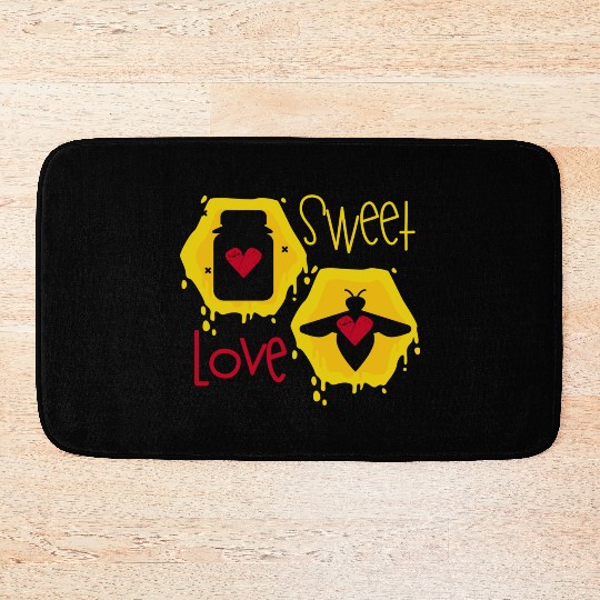 Sweet love yellow honey bee Bath Mats