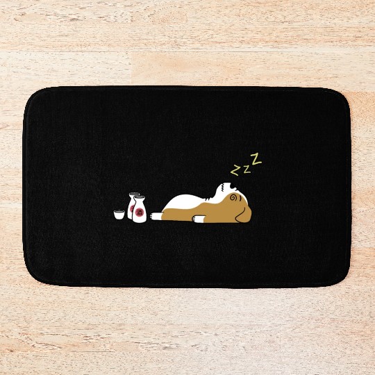 English Bulldog Sake Drunk Bath Mats