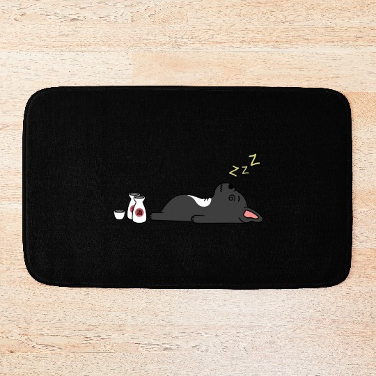 French Bulldog Sake Drunk Bath Mats
