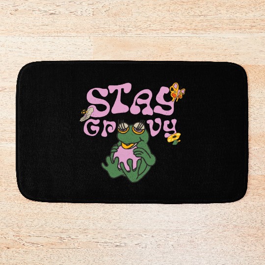 Stay Grvy - Pink Dark Green Typecentric Bath Mats
