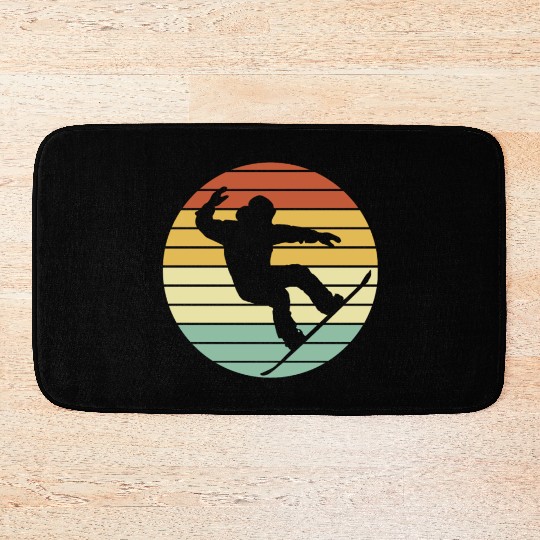 Winter Sport Snowboarder Retro Snowboarding Bath Mats