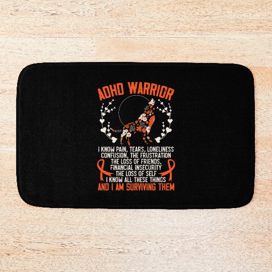 ADHD Warrior Embrace Neurodiversity ADHD Awareness Bath Mats